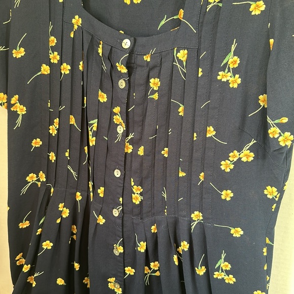 Jessica Howard navy blue and yellow floral button up maxi dress size 14 - Picture 4 of 9